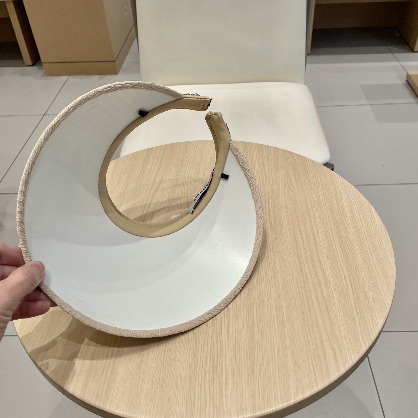  Chanel2025新款夏季防晒空顶帽女珍珠水钻帽子双层大帽檐防紫外线太阳帽