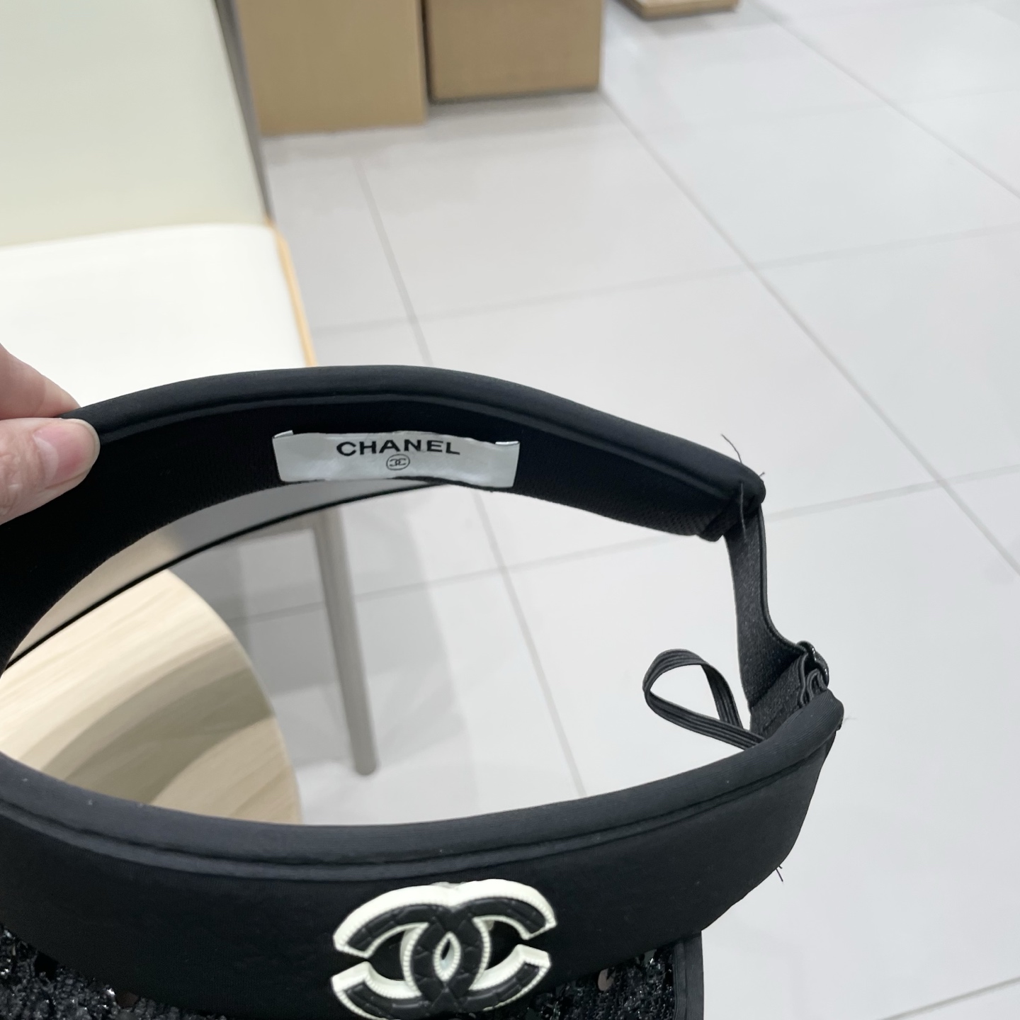 Chanel香奈儿新款夏季防晒帽遮阳防紫外线空顶帽百搭遮阳帽女黑胶大檐太阳帽子