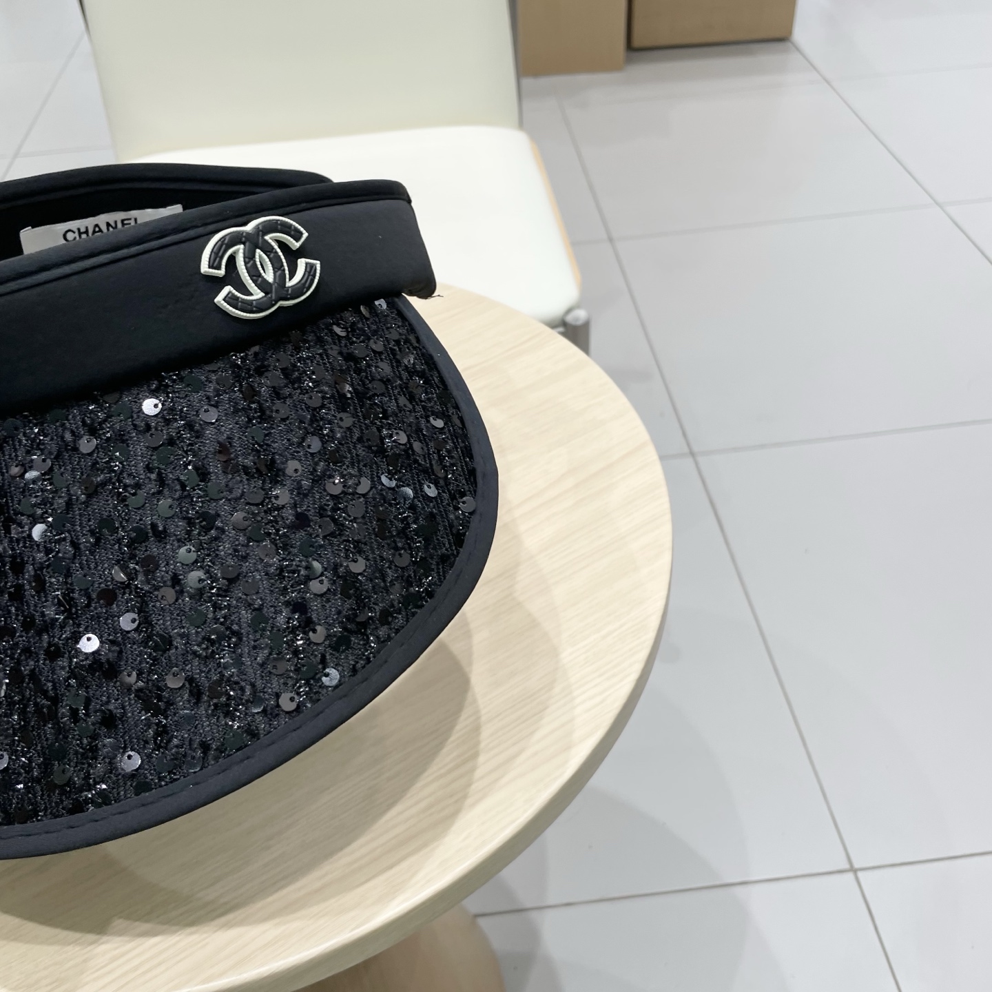 Chanel香奈儿新款夏季防晒帽遮阳防紫外线空顶帽百搭遮阳帽女黑胶大檐太阳帽子