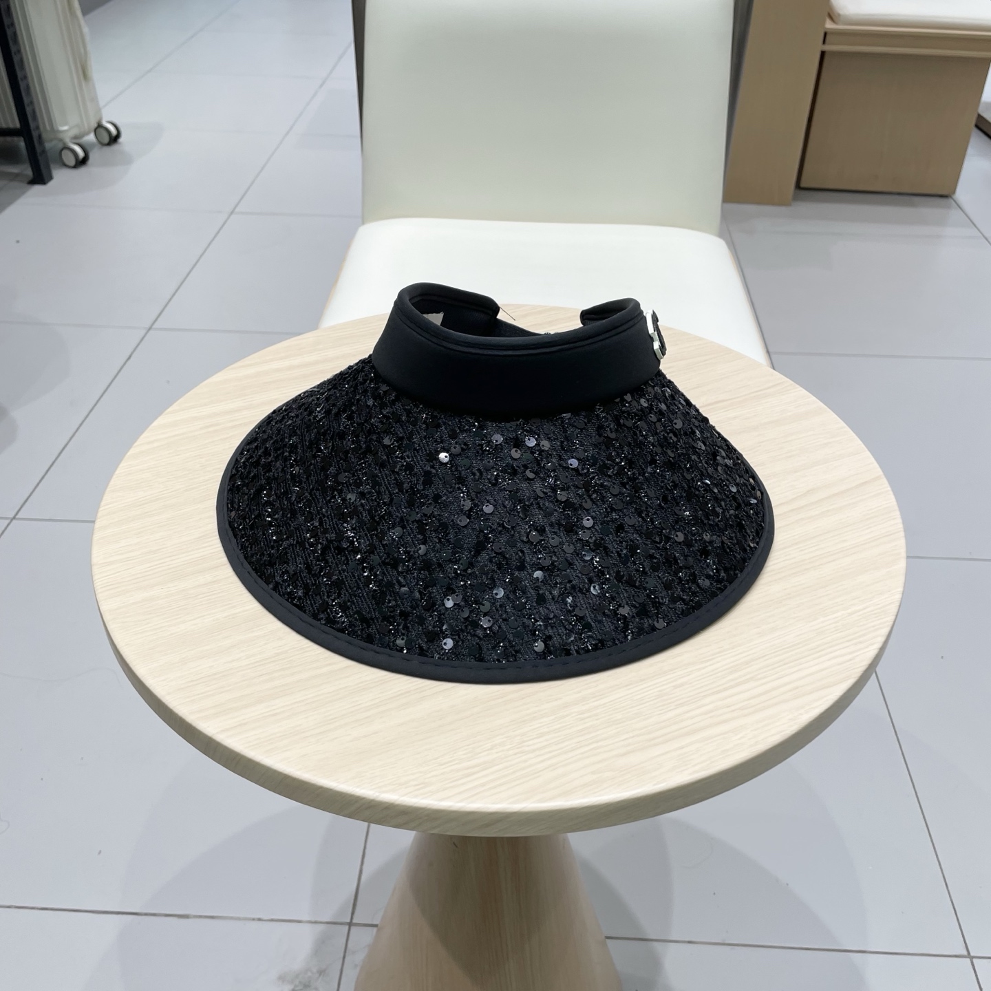 Chanel香奈儿新款夏季防晒帽遮阳防紫外线空顶帽百搭遮阳帽女黑胶大檐太阳帽子