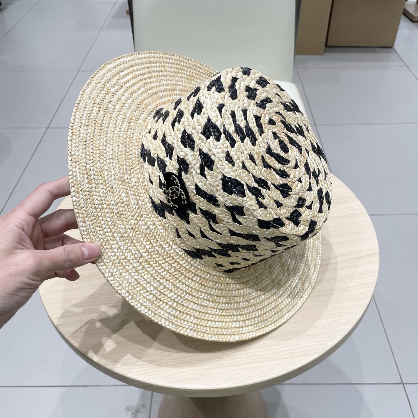  Chanel香奈儿麦秆草帽，拉菲草帽，头围57cm