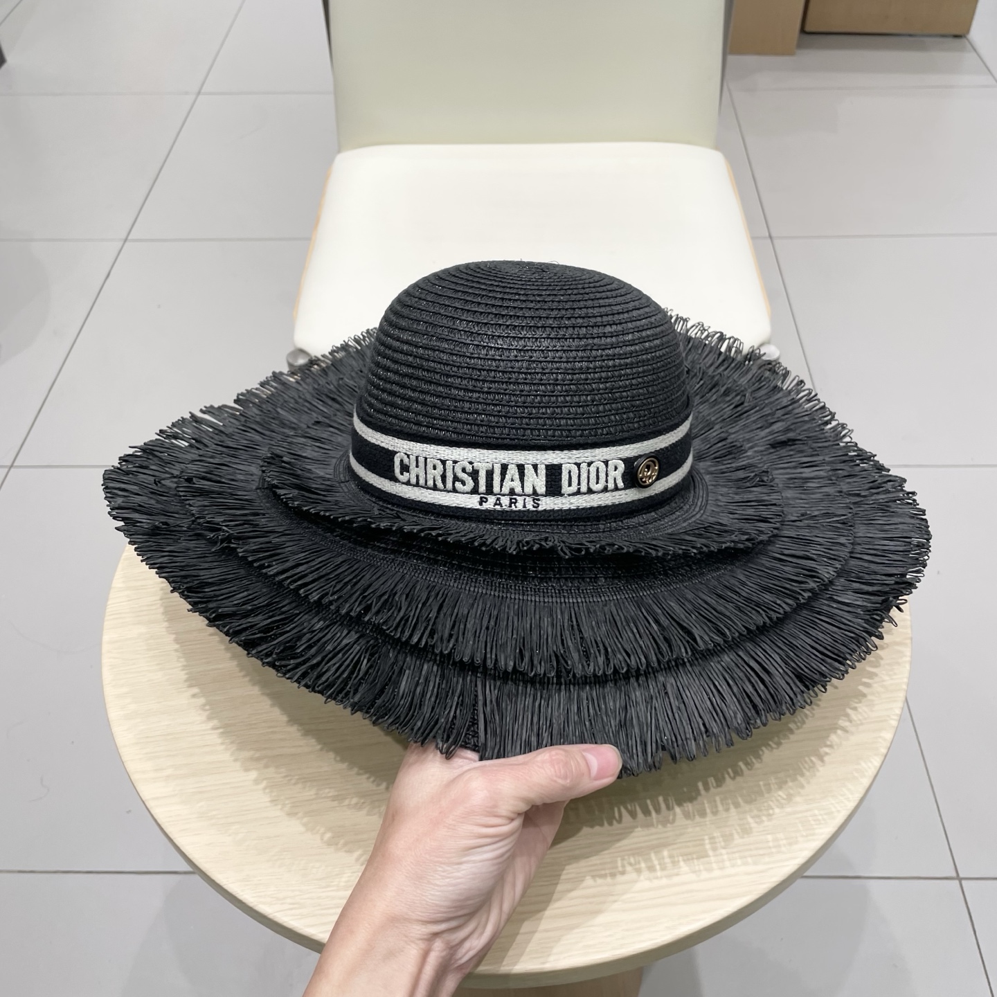  Dior迪奥新款盆帽，流苏名媛风草帽，头围57cm