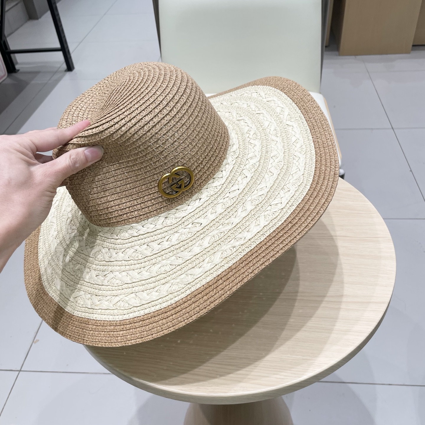  Gucci古奇新款圆顶礼帽草帽子，头围57cm