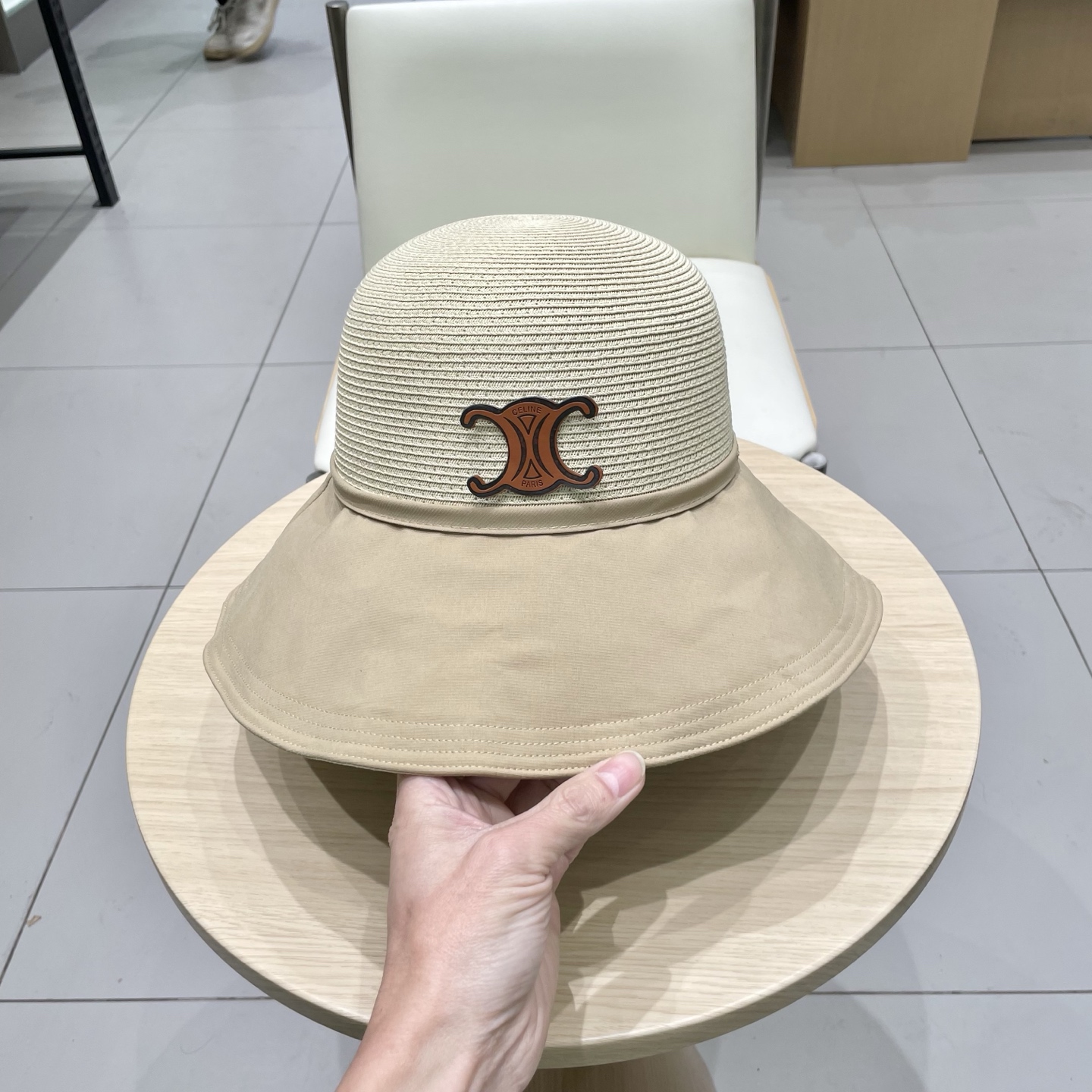  塞琳cellne2025新款韩版蝴蝶结系带渔夫帽子女出游草编遮阳帽显脸小防晒盆帽