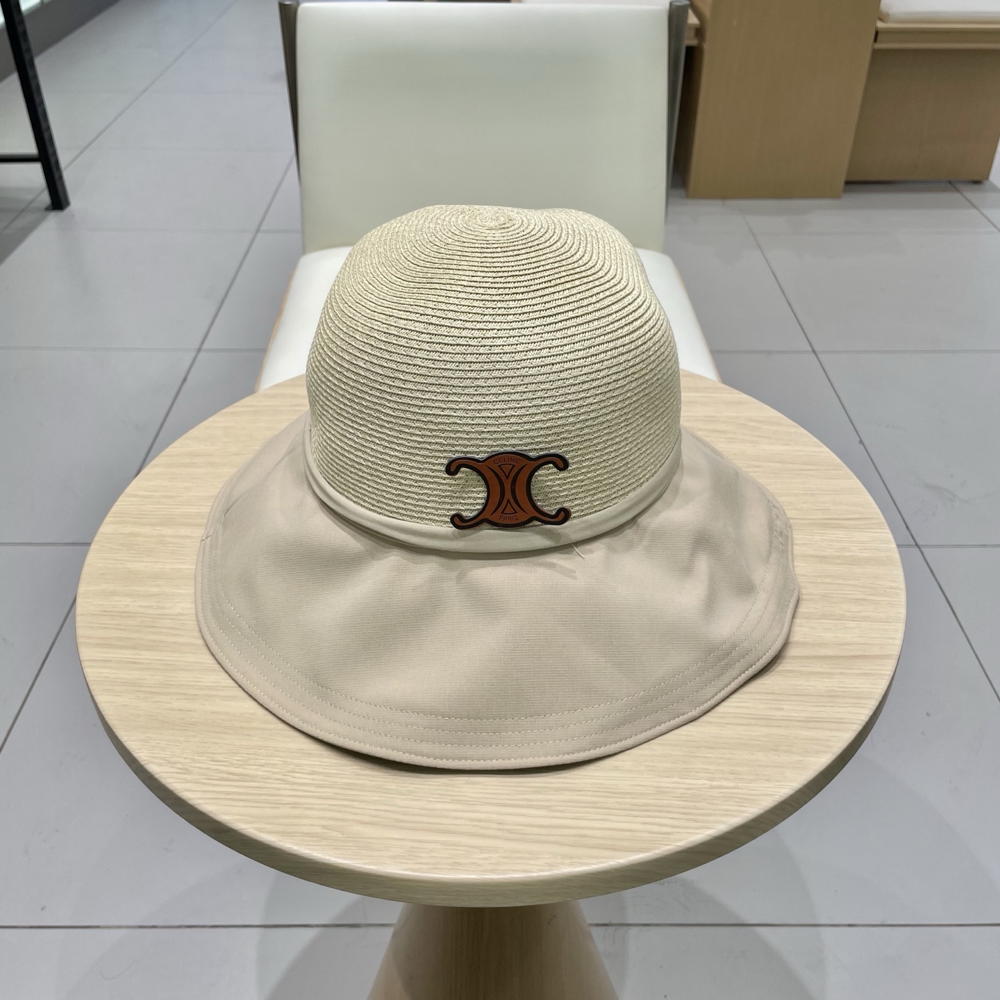  塞琳cellne2025新款韩版蝴蝶结系带渔夫帽子女出游草编遮阳帽显脸小防晒盆帽