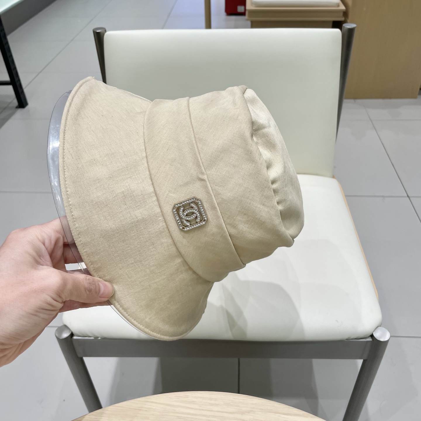  Chanel香奈儿遮阳渔夫帽，可折叠，头围57cm