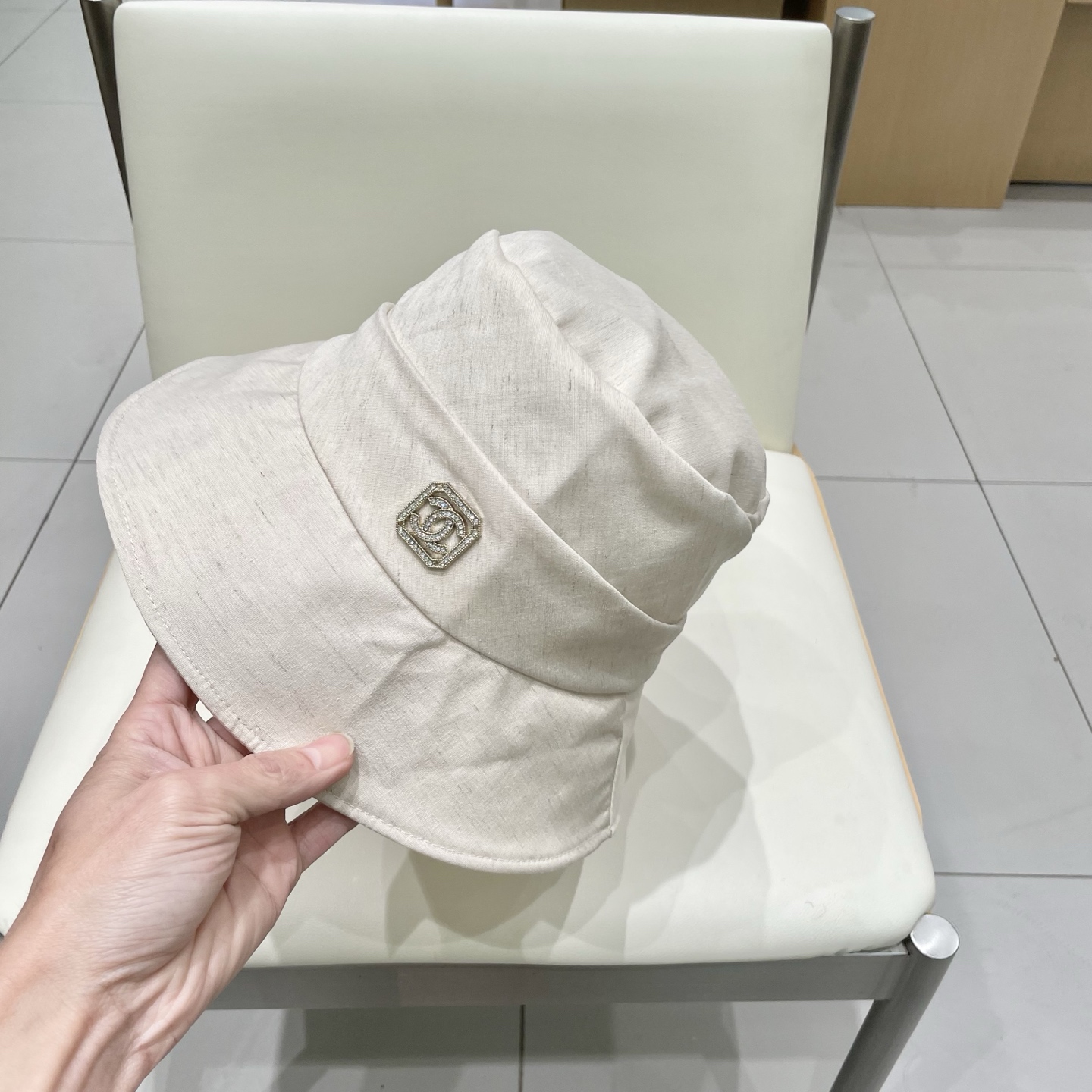  Chanel香奈儿遮阳渔夫帽，可折叠，头围57cm