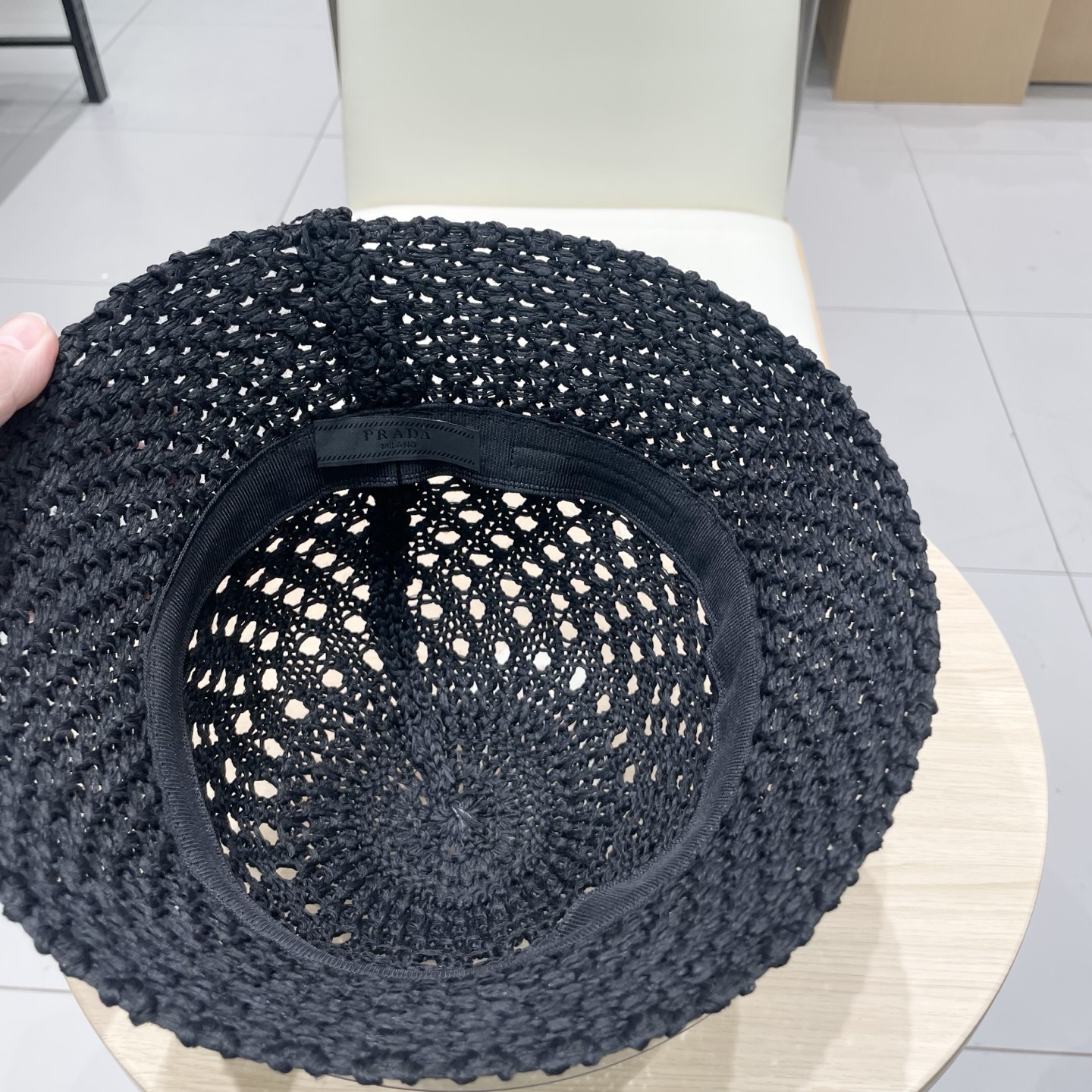  PRADA普拉达2025新款韩版遮阳渔夫帽女夏季纯色太阳帽镂空针织甜美显脸小盆帽