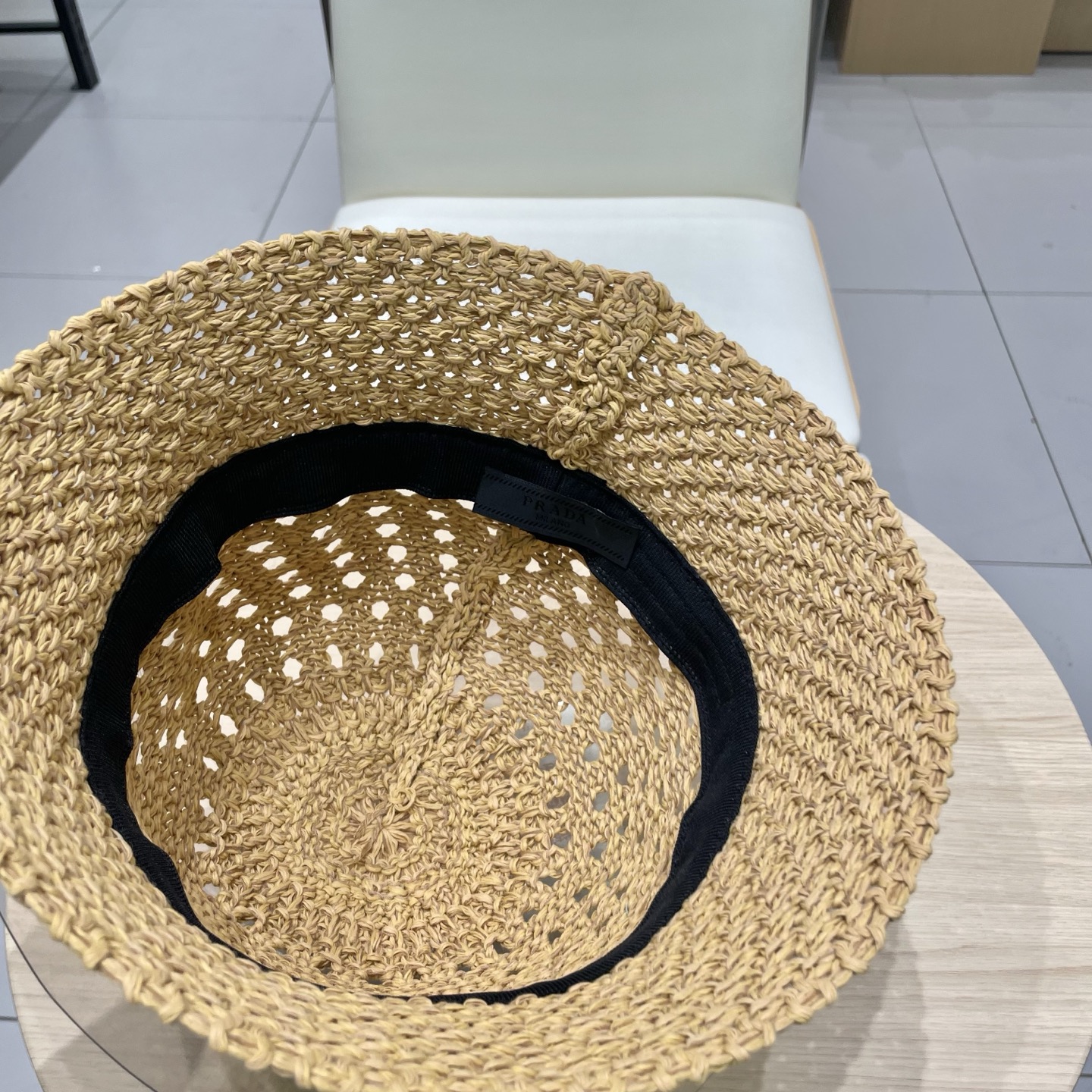  PRADA普拉达2025新款韩版遮阳渔夫帽女夏季纯色太阳帽镂空针织甜美显脸小盆帽