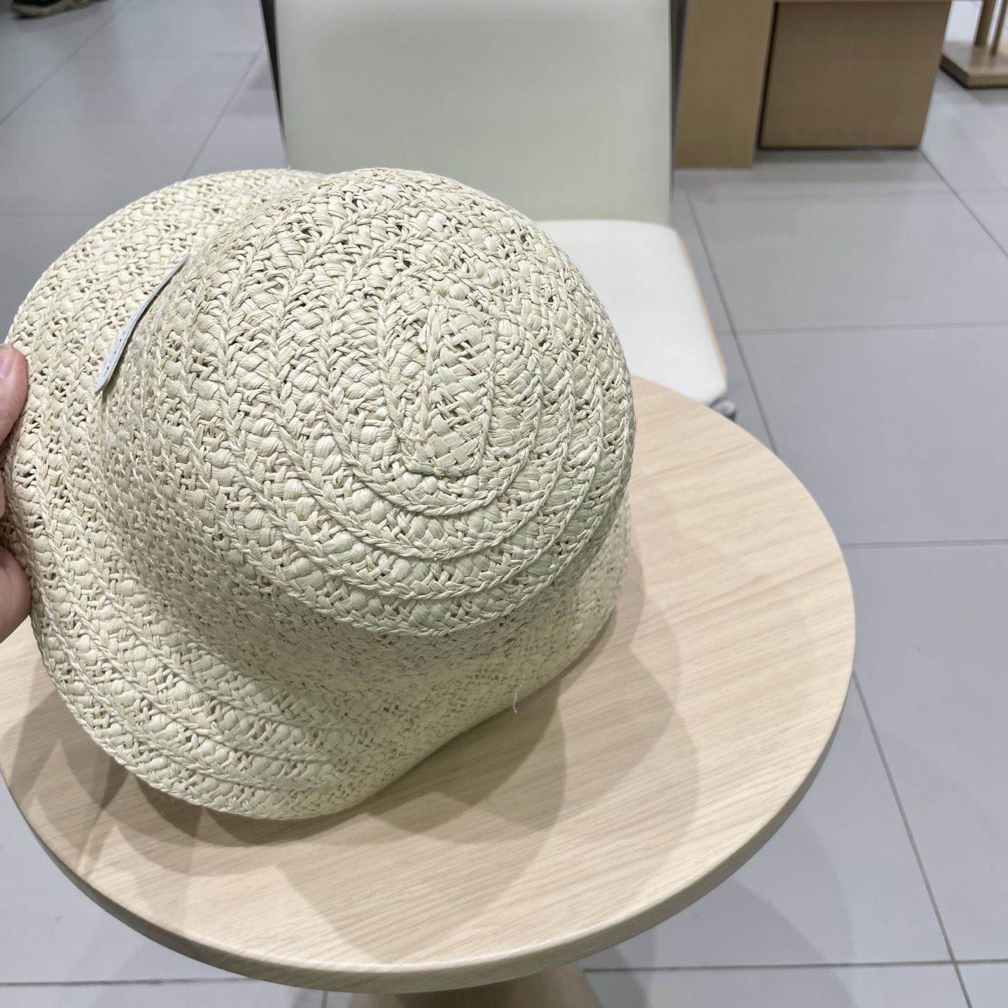  巴黎世家镂空圆顶礼帽，遮阳草帽，头围57cm