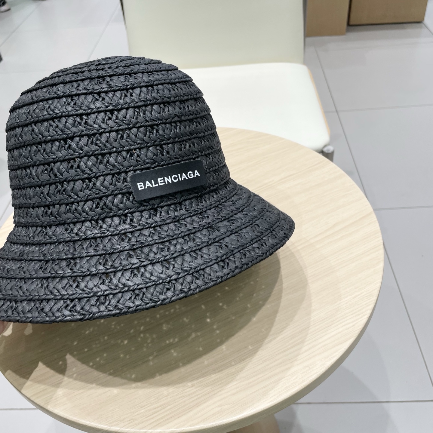  巴黎世家镂空圆顶礼帽，遮阳草帽，头围57cm