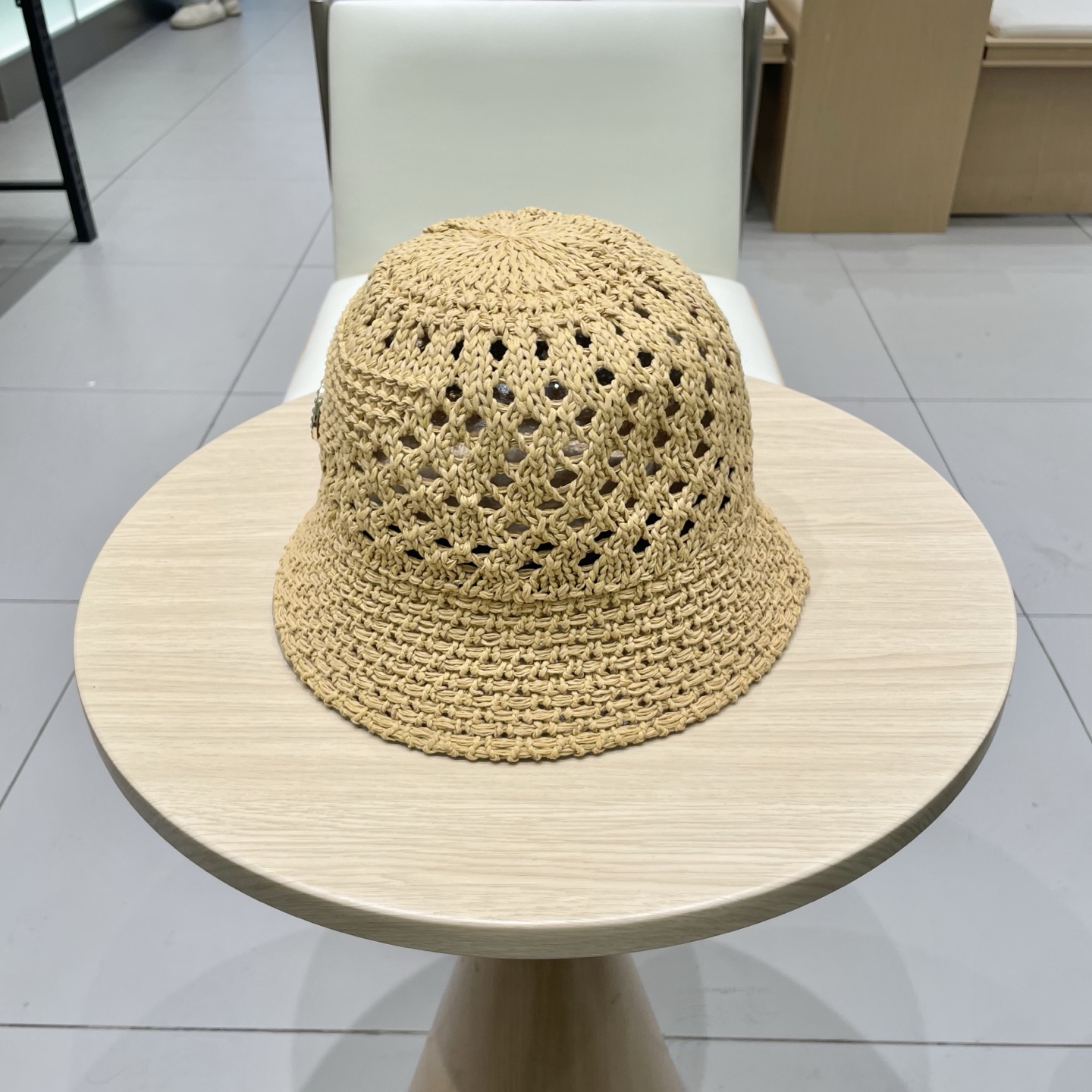  迪奥DIOR简约针织纯色渔夫帽女春夏镂空透气休闲盆帽显脸小遮阳水桶帽
