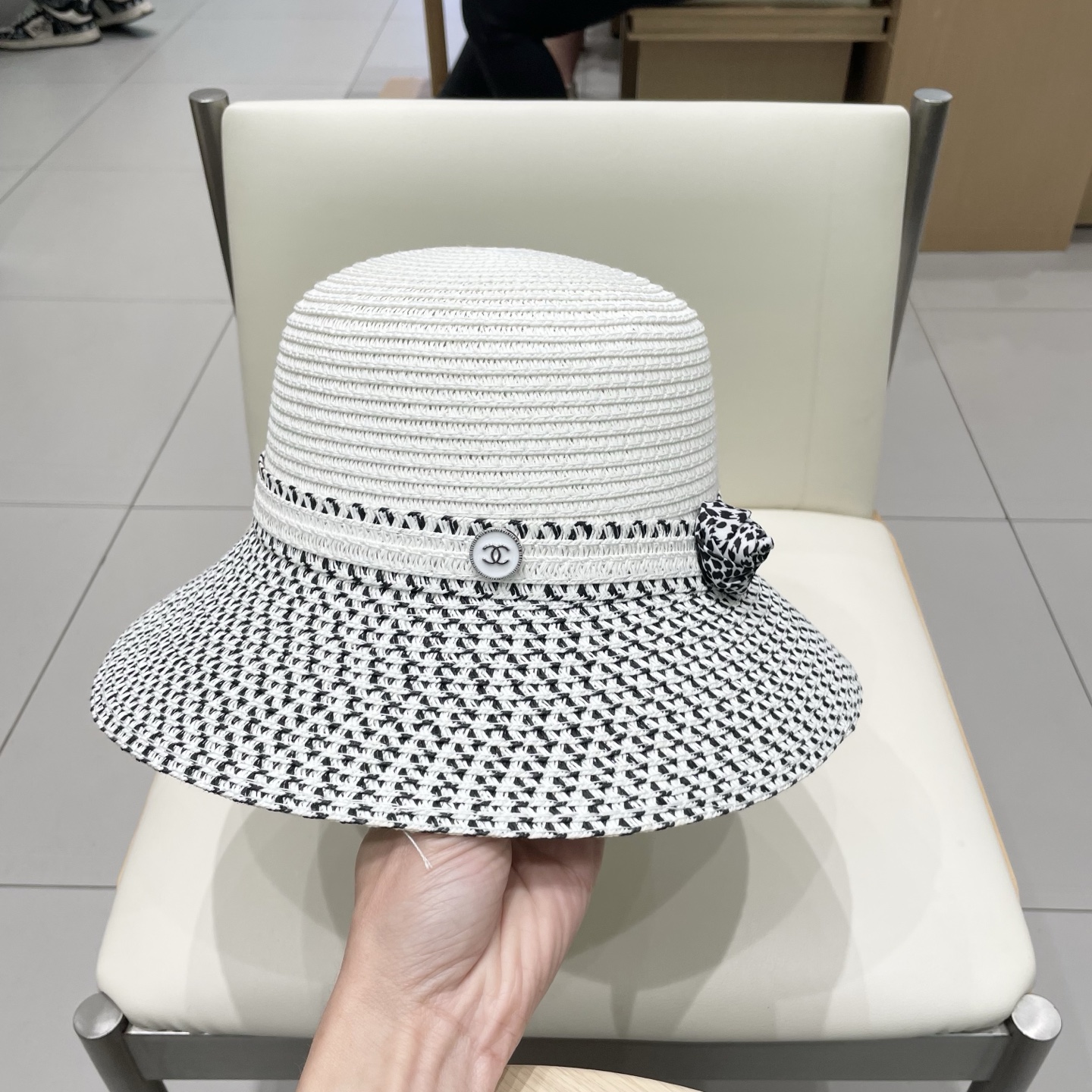  Chanel香奈儿法式帽女夏季大檐防晒帽海边度假沙滩帽草编折叠太阳帽