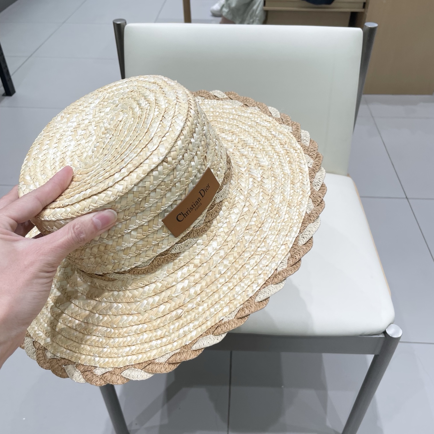   Dior迪奥25新款草帽，麦杆草拼接，头围57cm，超级名媛气质，