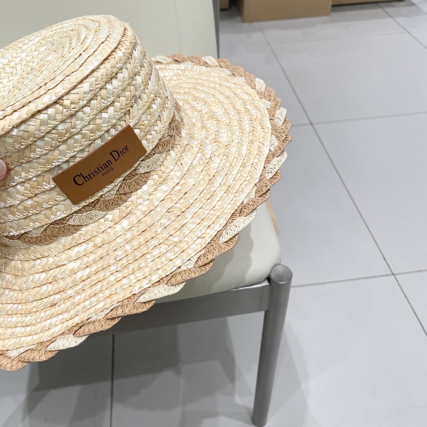   Dior迪奥25新款草帽，麦杆草拼接，头围57cm，超级名媛气质，