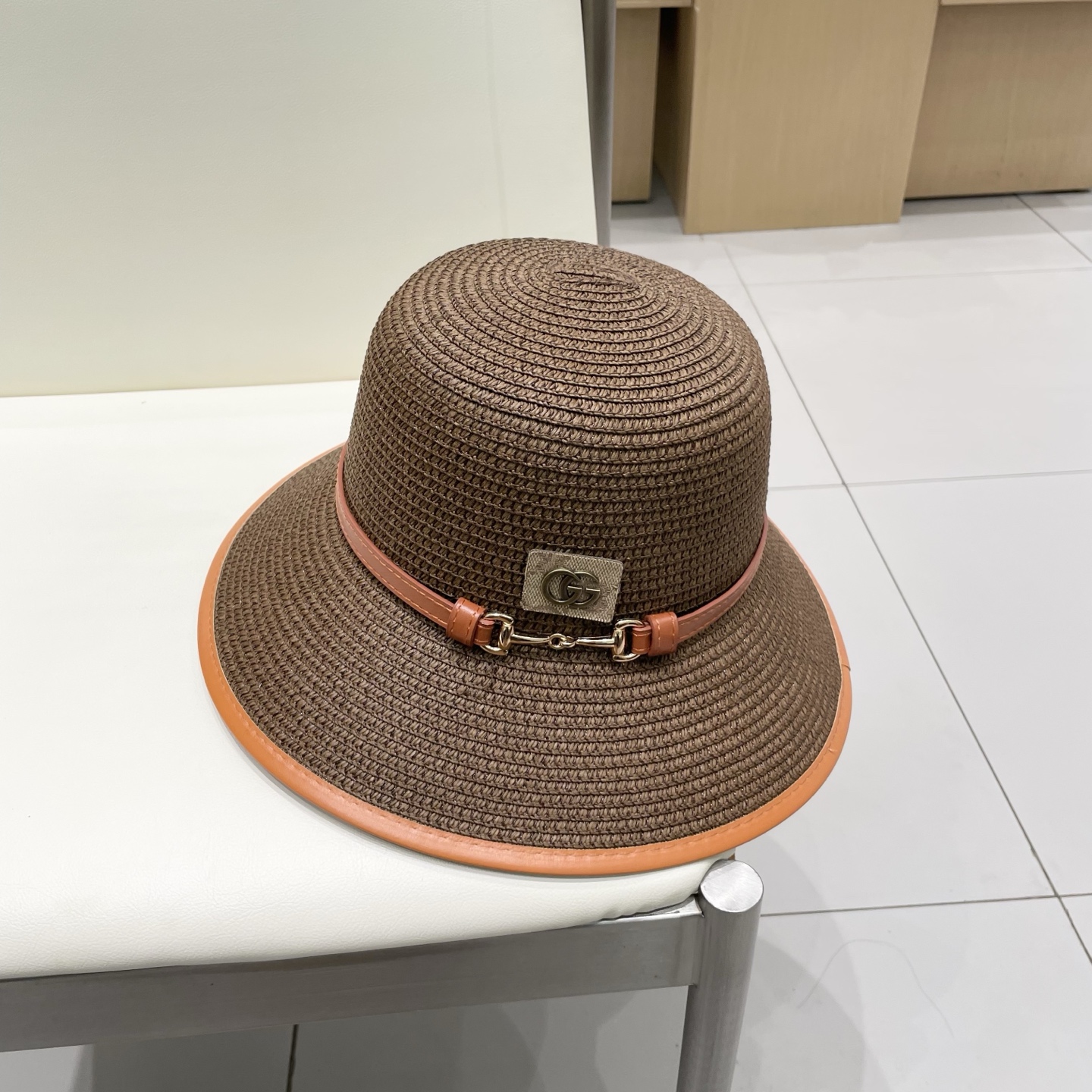  Gucci古奇新款圆顶帽，遮阳草帽，防紫外线帽檐，头围57cm