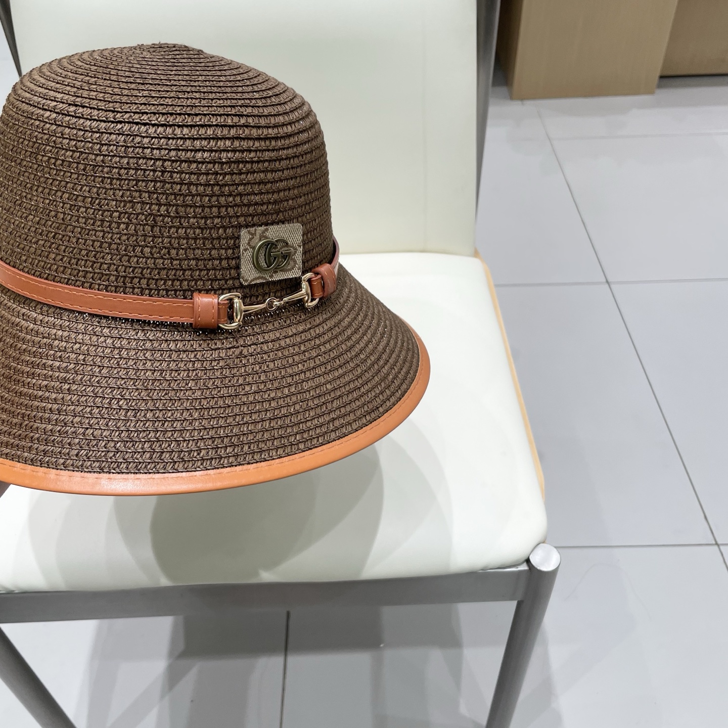  Gucci古奇新款圆顶帽，遮阳草帽，防紫外线帽檐，头围57cm