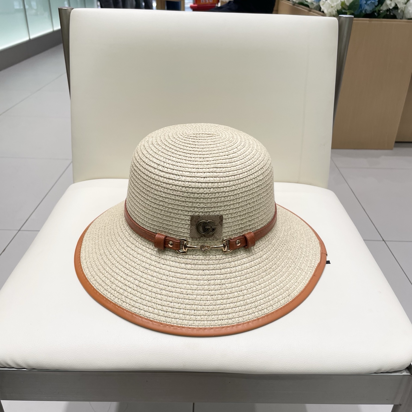  Gucci古奇新款圆顶帽，遮阳草帽，防紫外线帽檐，头围57cm