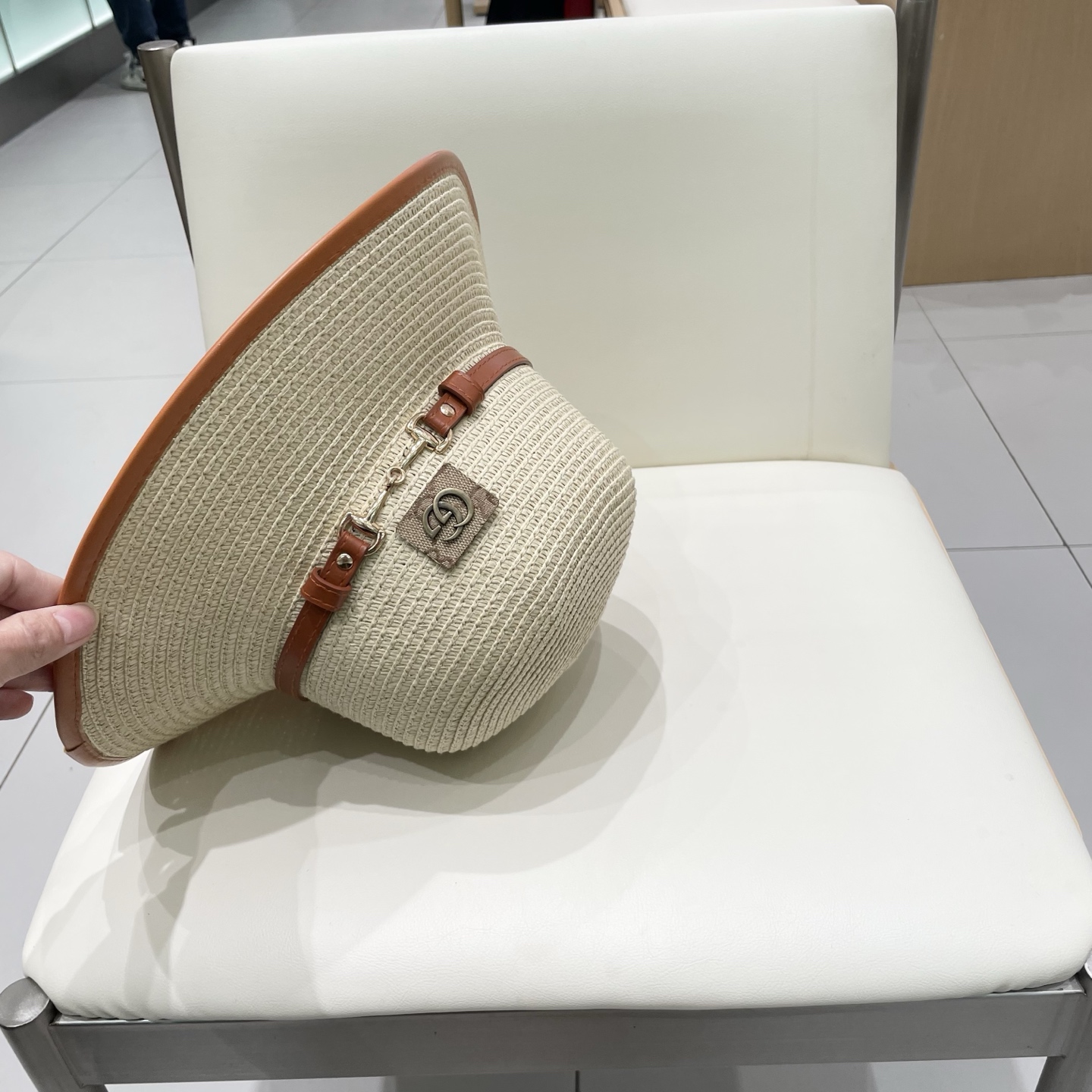  Gucci古奇新款圆顶帽，遮阳草帽，防紫外线帽檐，头围57cm