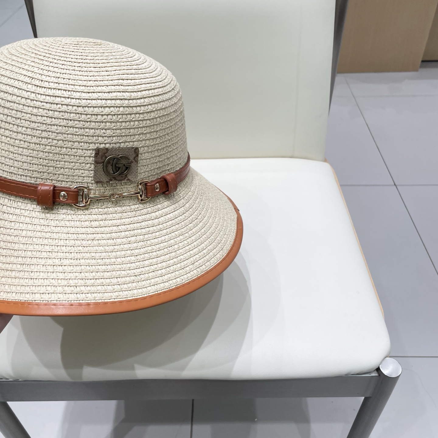  Gucci古奇新款圆顶帽，遮阳草帽，防紫外线帽檐，头围57cm