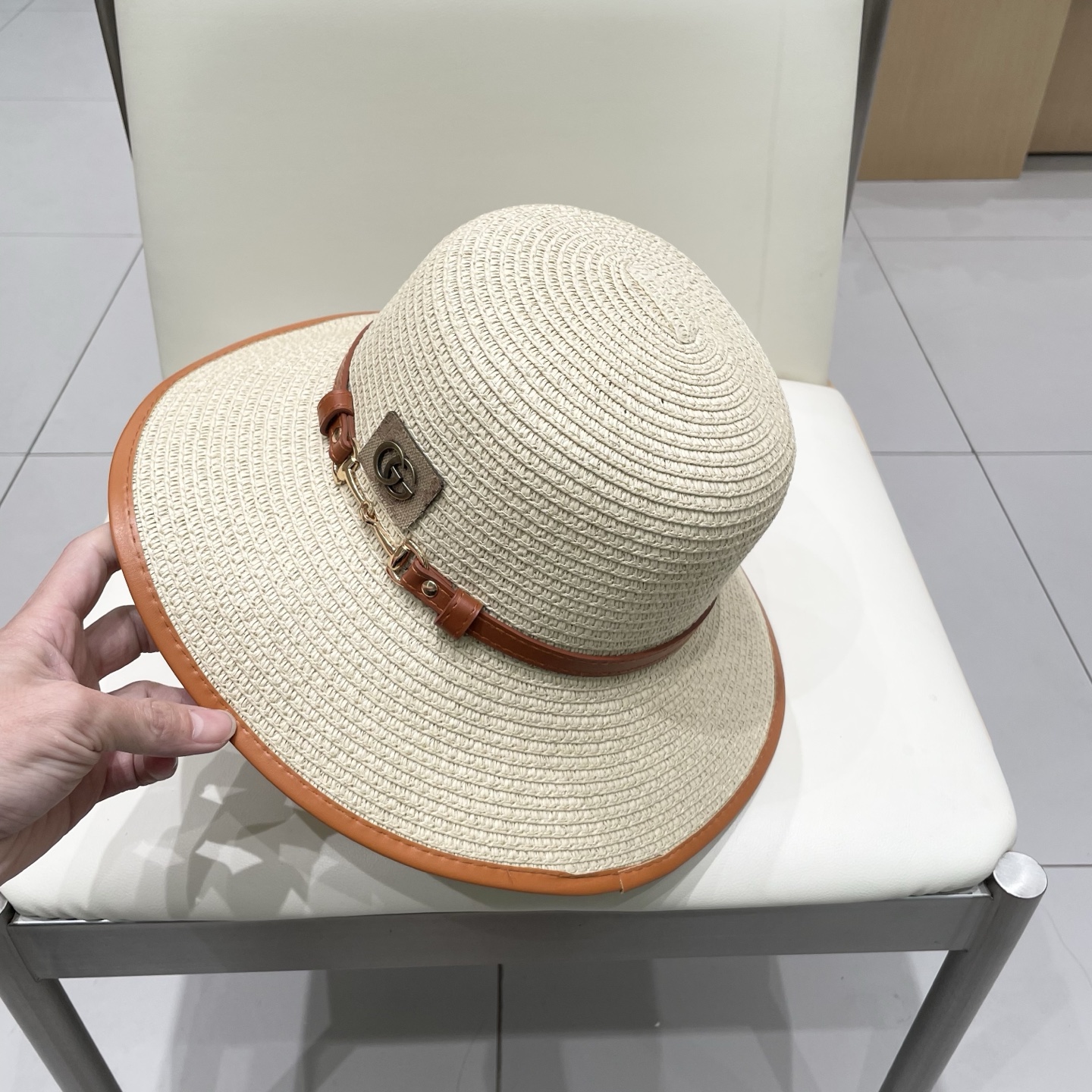  Gucci古奇新款圆顶帽，遮阳草帽，防紫外线帽檐，头围57cm