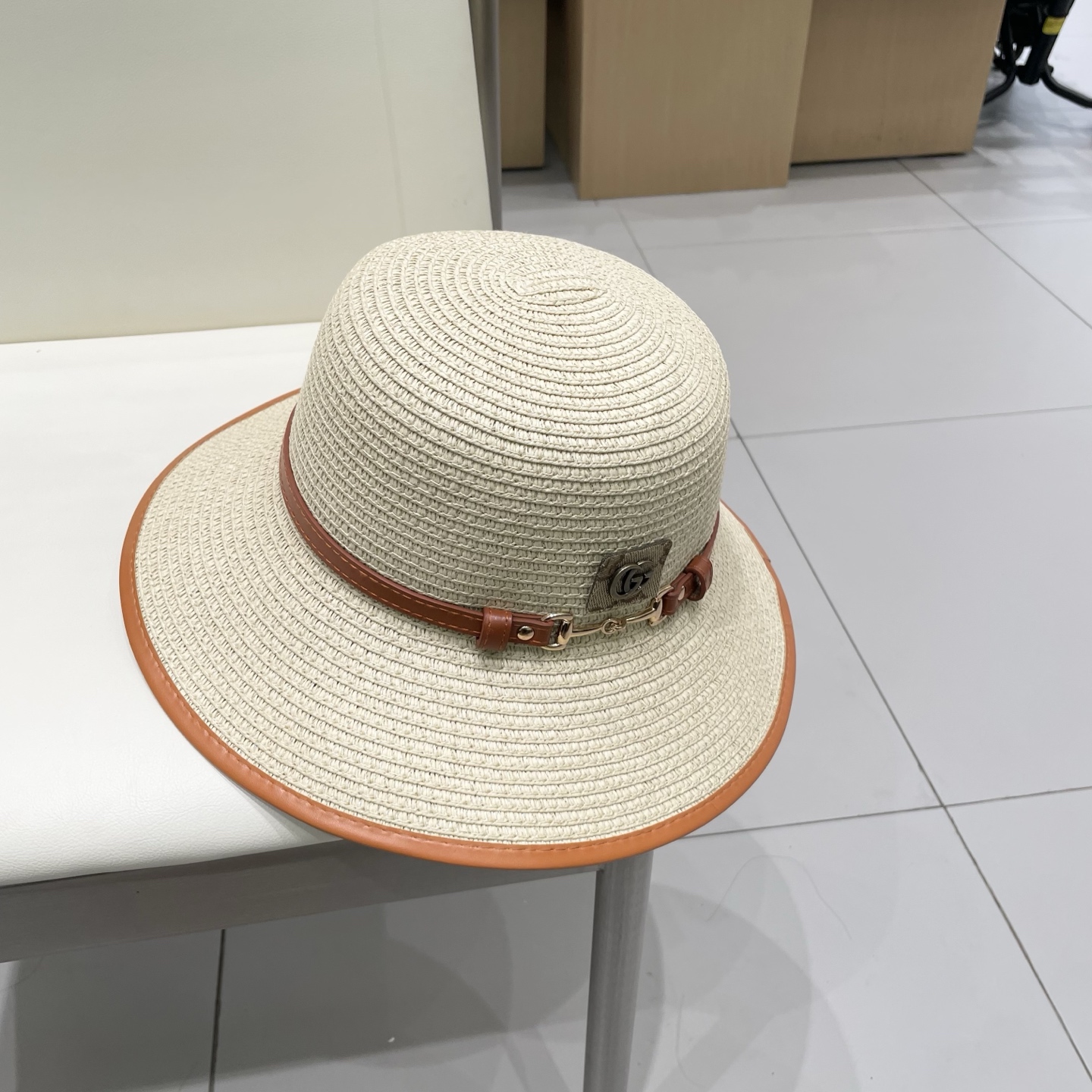  Gucci古奇新款圆顶帽，遮阳草帽，防紫外线帽檐，头围57cm