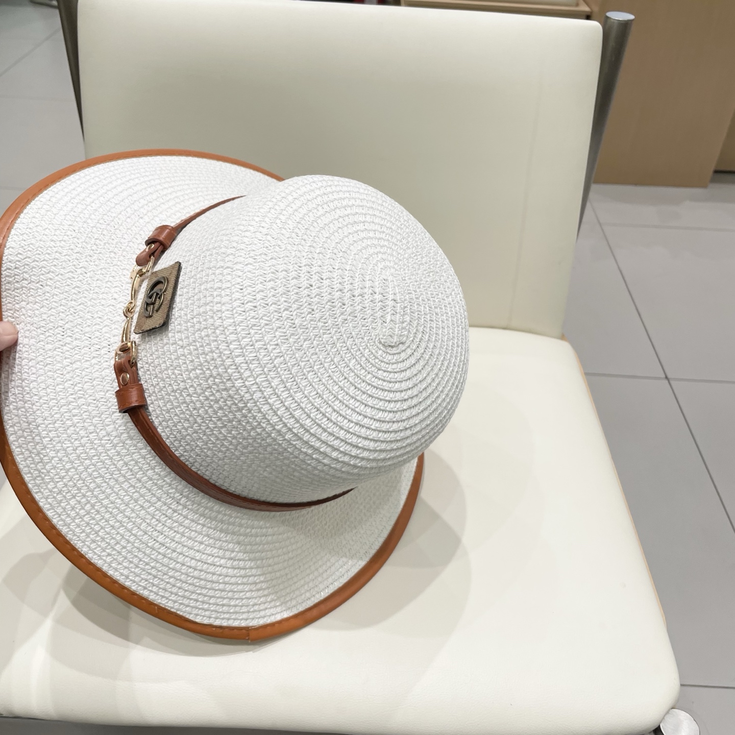 Gucci古奇新款圆顶帽，遮阳草帽，防紫外线帽檐，头围57cm
