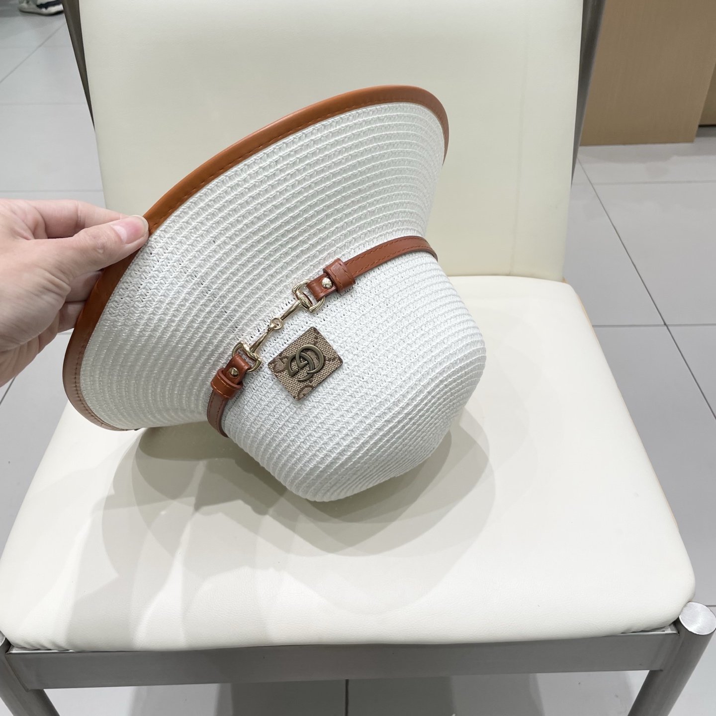  Gucci古奇新款圆顶帽，遮阳草帽，防紫外线帽檐，头围57cm