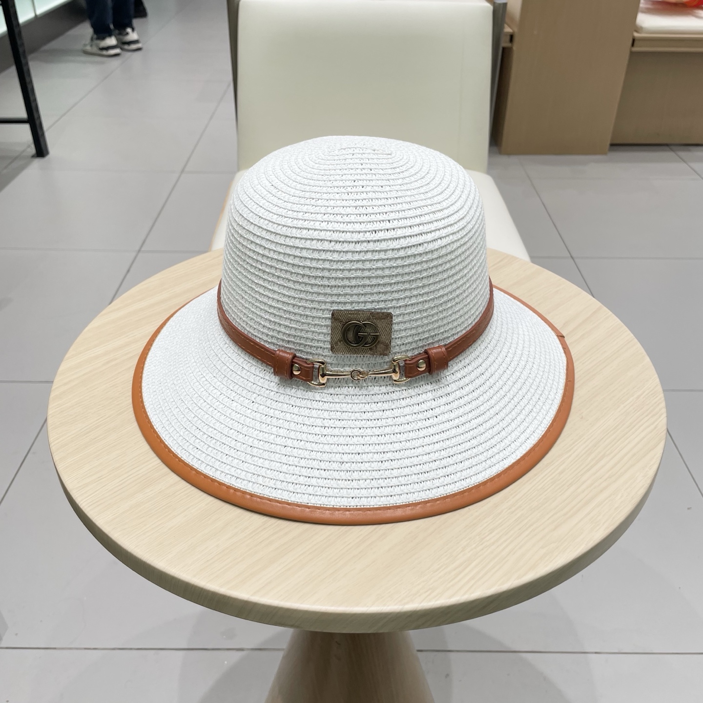  Gucci古奇新款圆顶帽，遮阳草帽，防紫外线帽檐，头围57cm