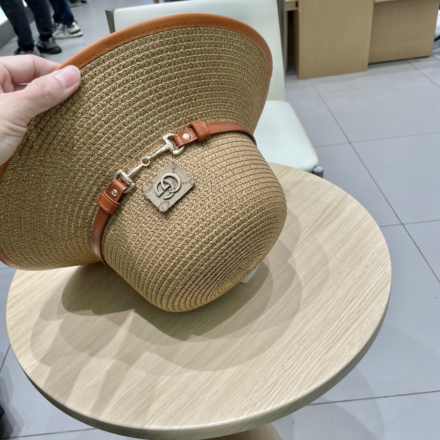  Gucci古奇新款圆顶帽，遮阳草帽，防紫外线帽檐，头围57cm