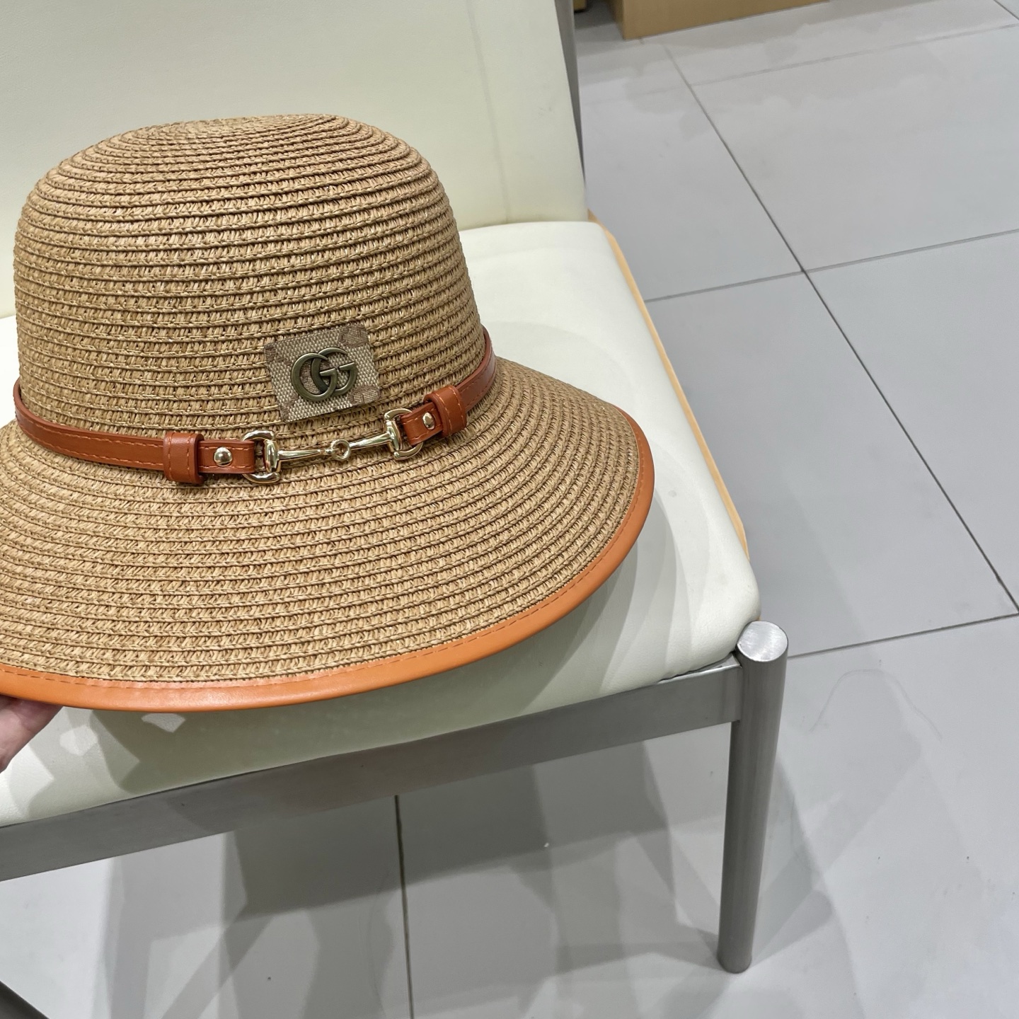  Gucci古奇新款圆顶帽，遮阳草帽，防紫外线帽檐，头围57cm