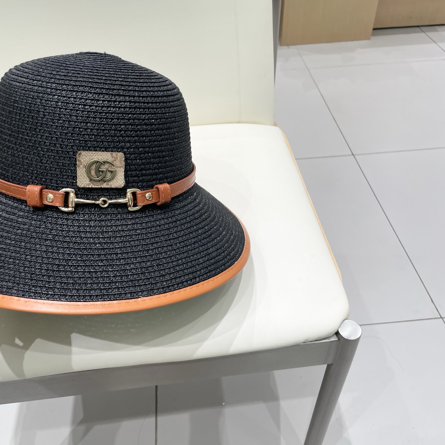  Gucci古奇新款圆顶帽，遮阳草帽，防紫外线帽檐，头围57cm