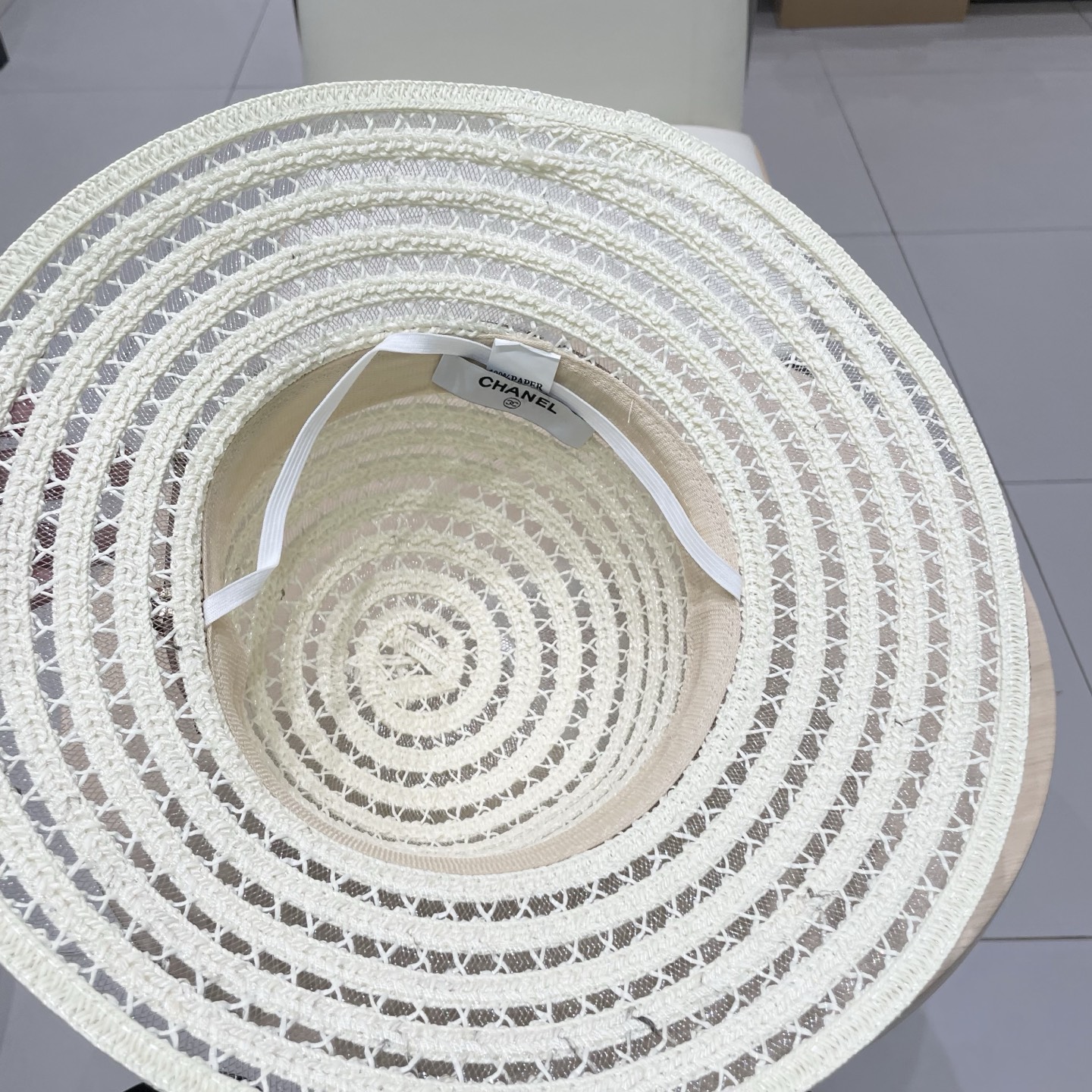  Chanel香奈儿圆顶镂空礼帽，草帽，超重工定制，头围57cm
