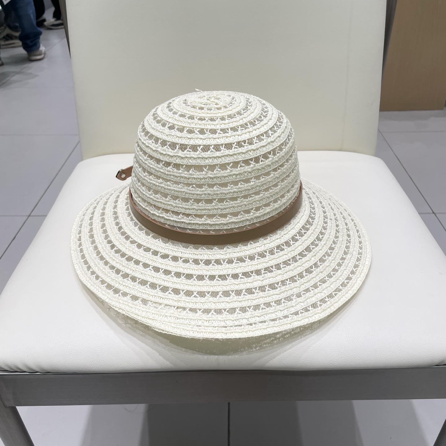  Chanel香奈儿圆顶镂空礼帽，草帽，超重工定制，头围57cm