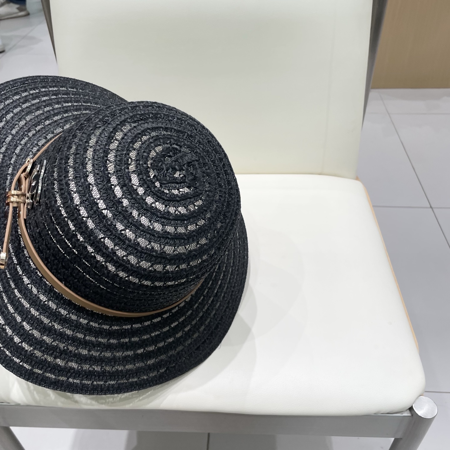  Chanel香奈儿圆顶镂空礼帽，草帽，超重工定制，头围57cm