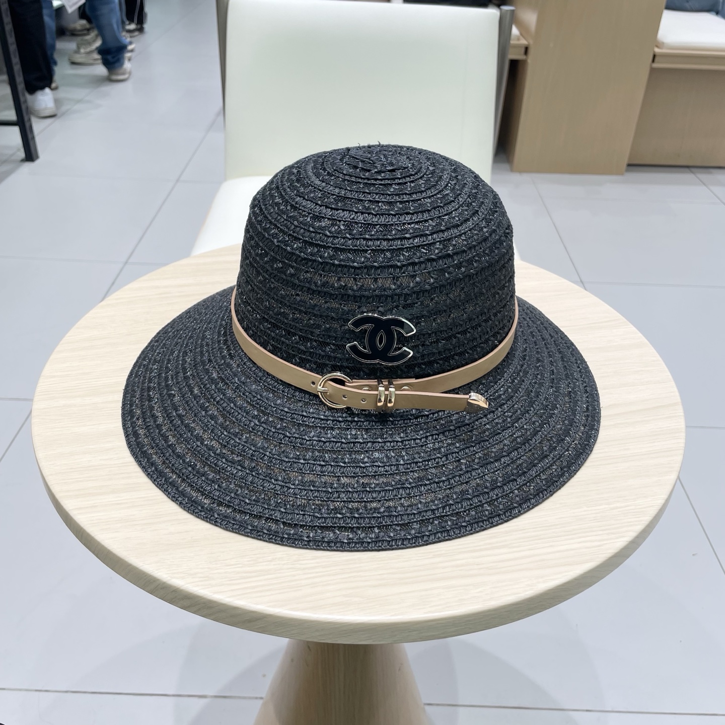  Chanel香奈儿圆顶镂空礼帽，草帽，超重工定制，头围57cm