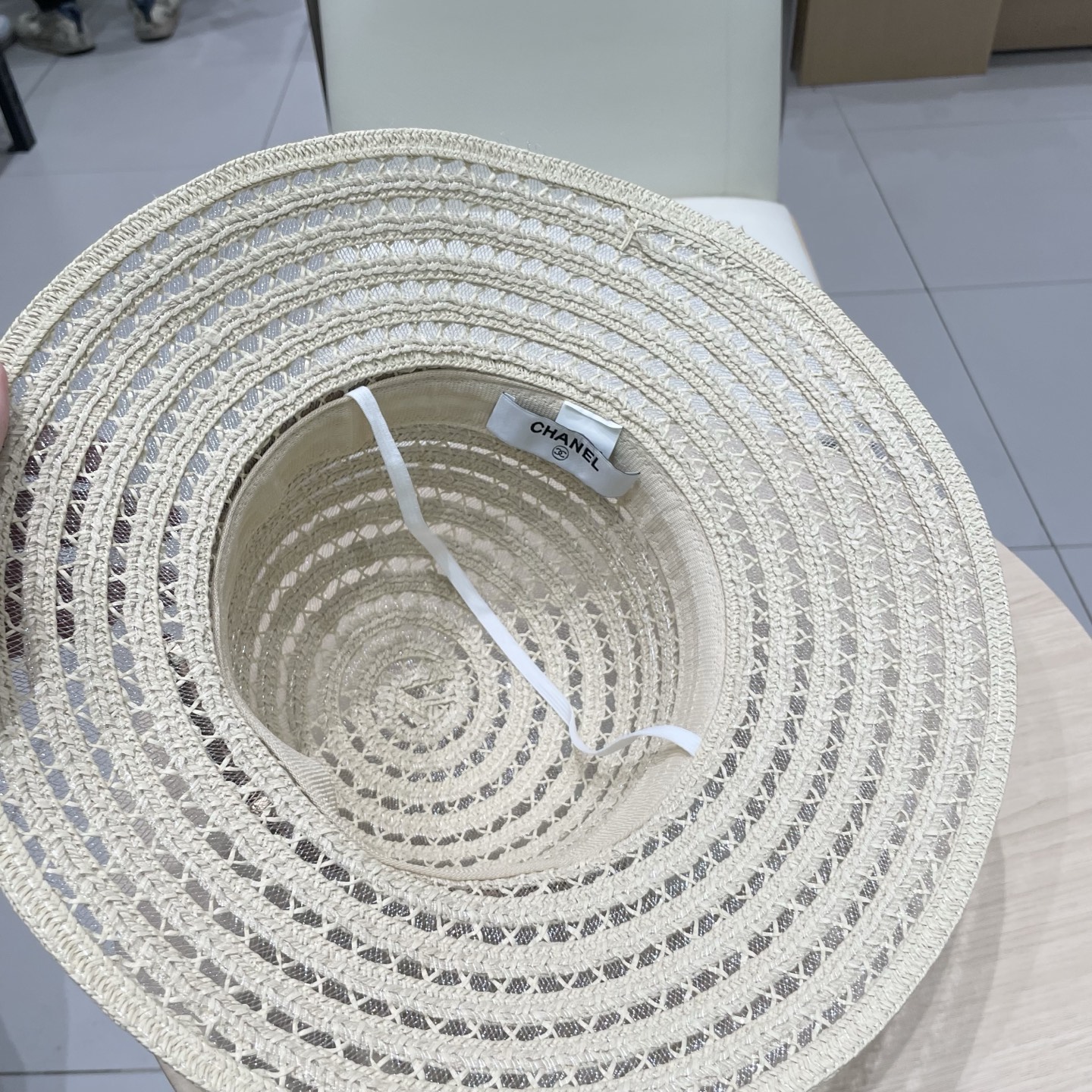  Chanel香奈儿圆顶镂空礼帽，草帽，超重工定制，头围57cm