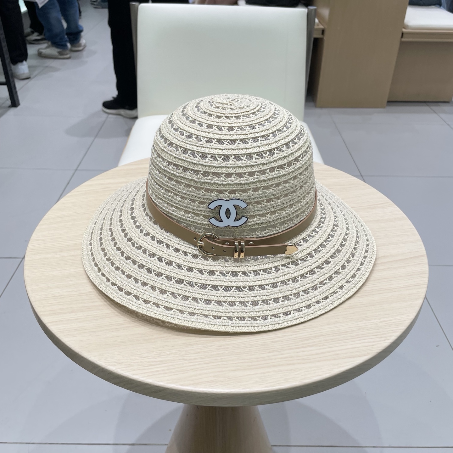  Chanel香奈儿圆顶镂空礼帽，草帽，超重工定制，头围57cm