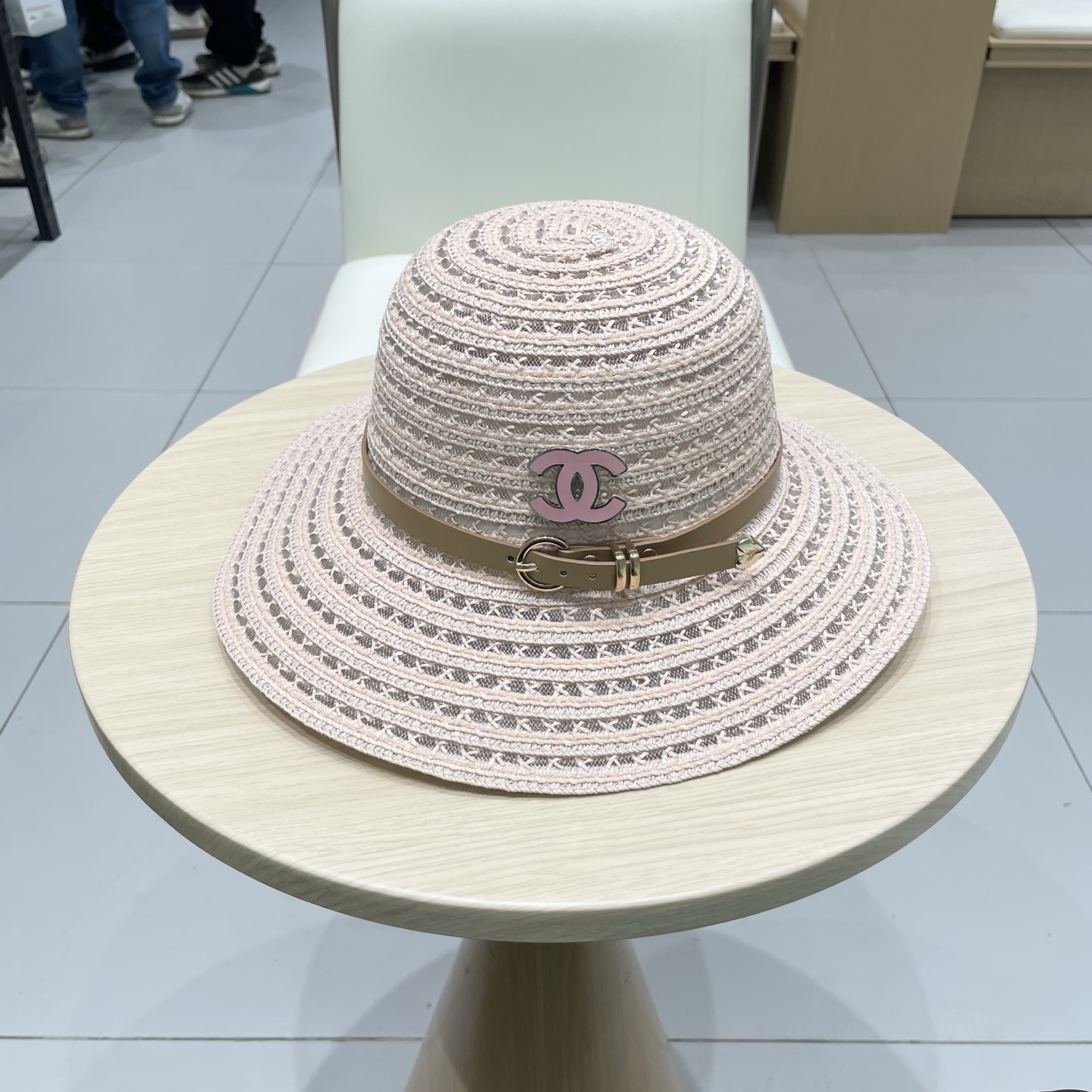  Chanel香奈儿圆顶镂空礼帽，草帽，超重工定制，头围57cm