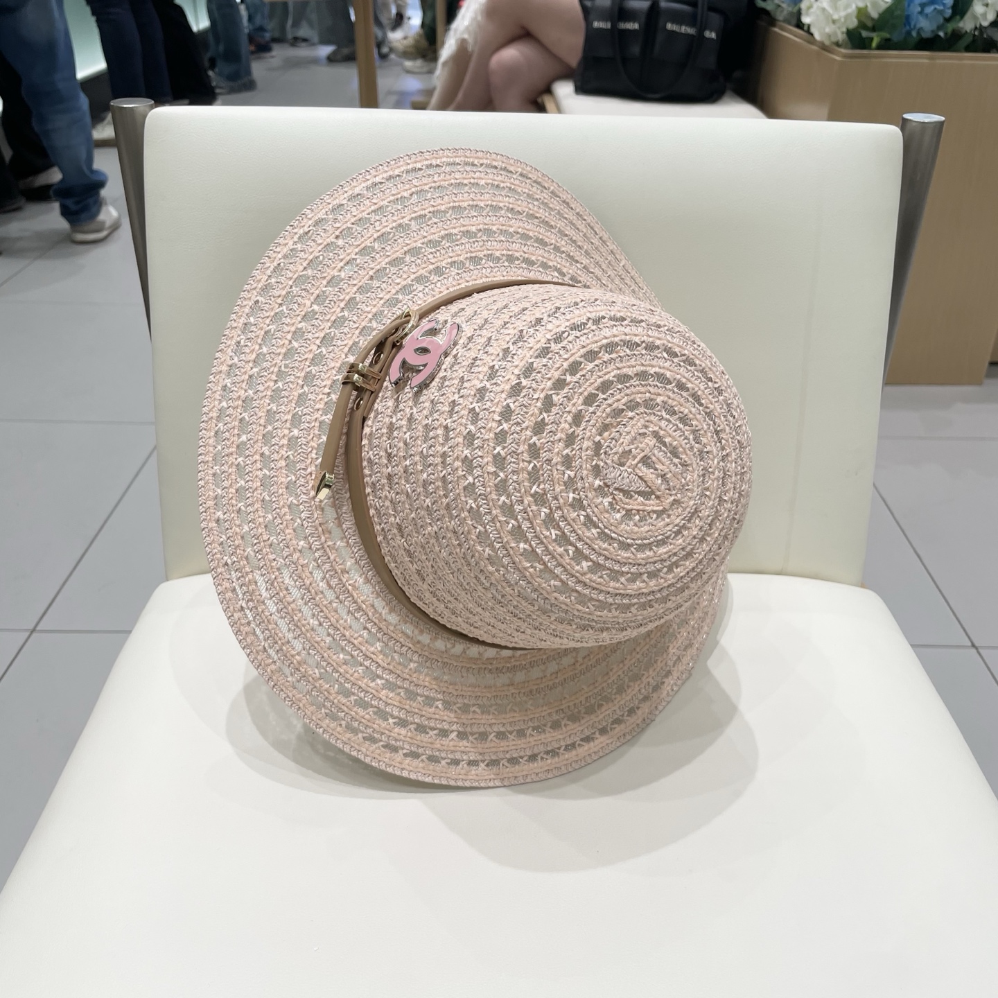  Chanel香奈儿圆顶镂空礼帽，草帽，超重工定制，头围57cm