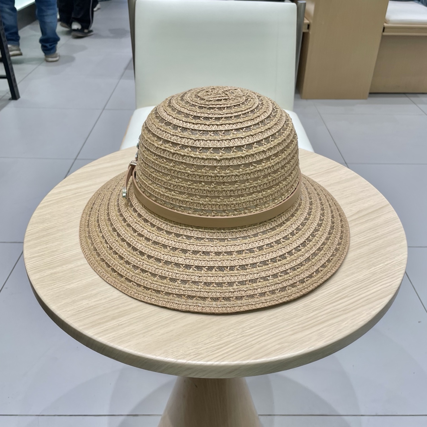  Chanel香奈儿圆顶镂空礼帽，草帽，超重工定制，头围57cm