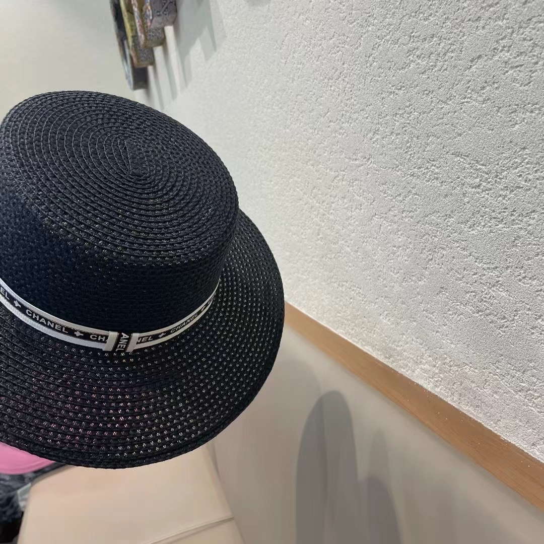   Chanel香奈儿镂空名媛风小礼帽，平顶草帽，头围57cm