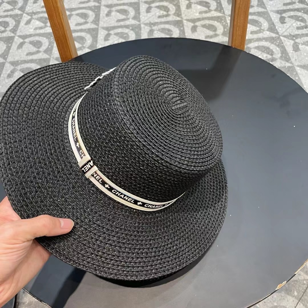   Chanel香奈儿镂空名媛风小礼帽，平顶草帽，头围57cm