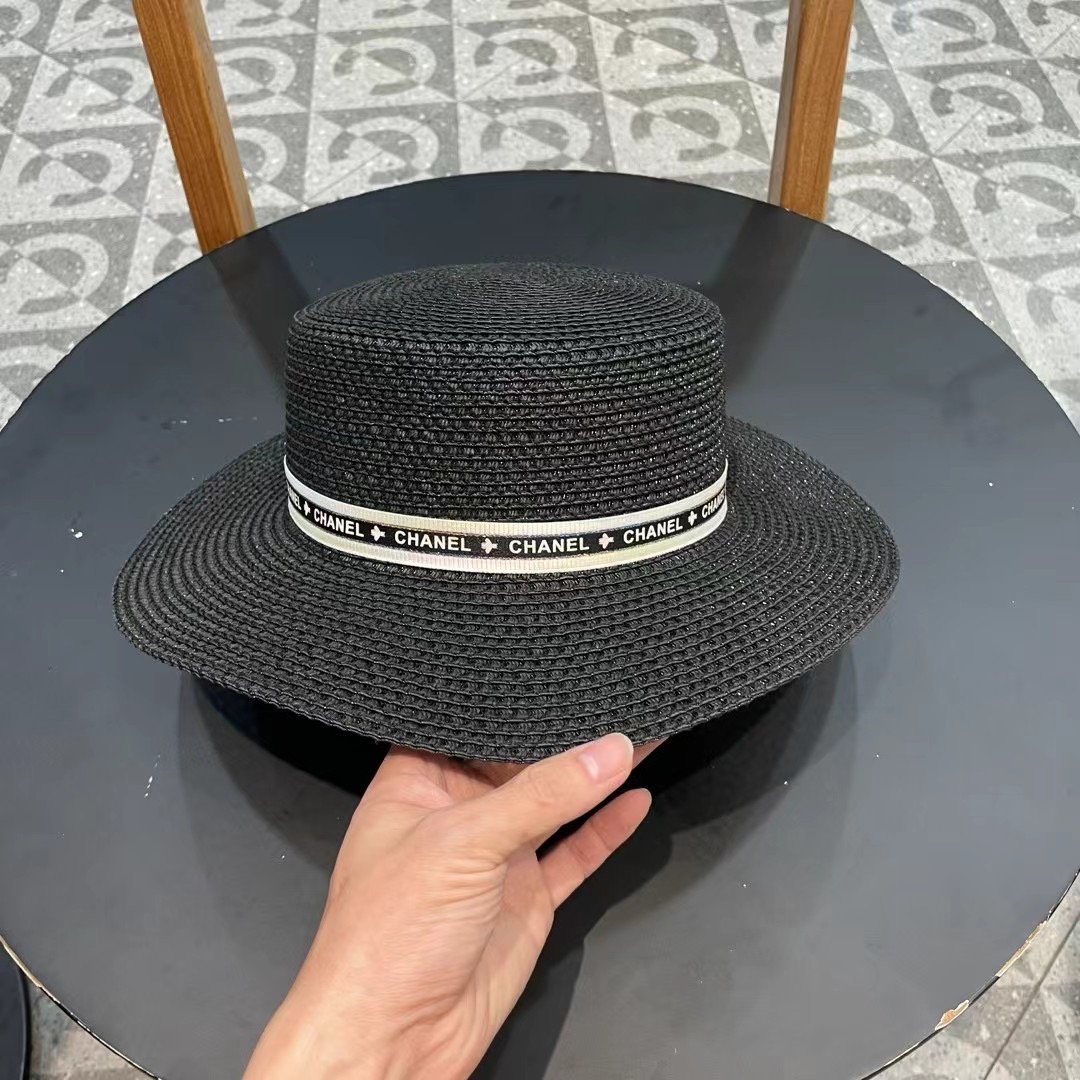   Chanel香奈儿镂空名媛风小礼帽，平顶草帽，头围57cm