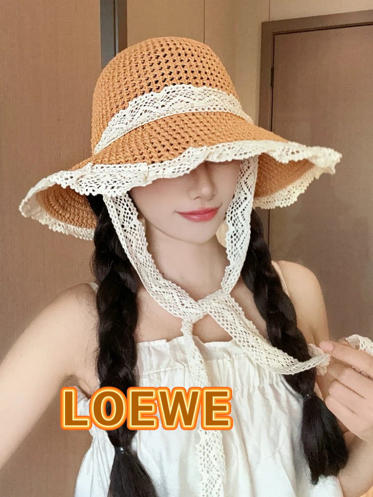 NO:355642,Luo Yiwei 2025 new straw hat lace lace hollow straw woven women summer travel sun protection hat beach sun hat straw hat fisherman hat baseball hat, hat, loewe, espadrilles, espadrilles, hats罗意威2025新款草帽蕾丝系带镂空草编女夏天出游防晒帽子沙滩太阳遮阳帽帽子草帽渔夫帽棒球帽,帽子,loewe,espadrilles,espadrilles,hats,hat