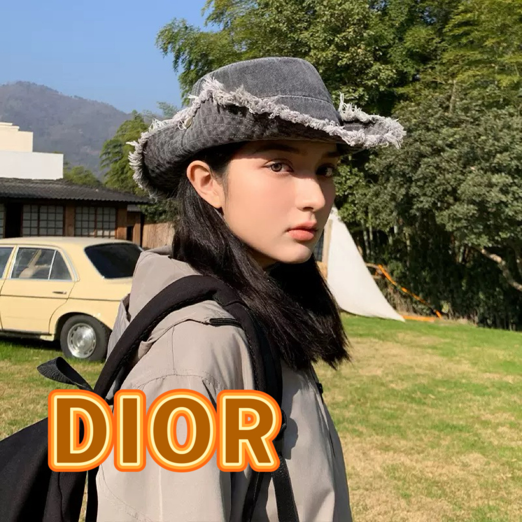  DIOR迪奥新款毛边牛仔登山帽 防晒牛仔渔夫帽韩版时尚气质百搭防晒帽