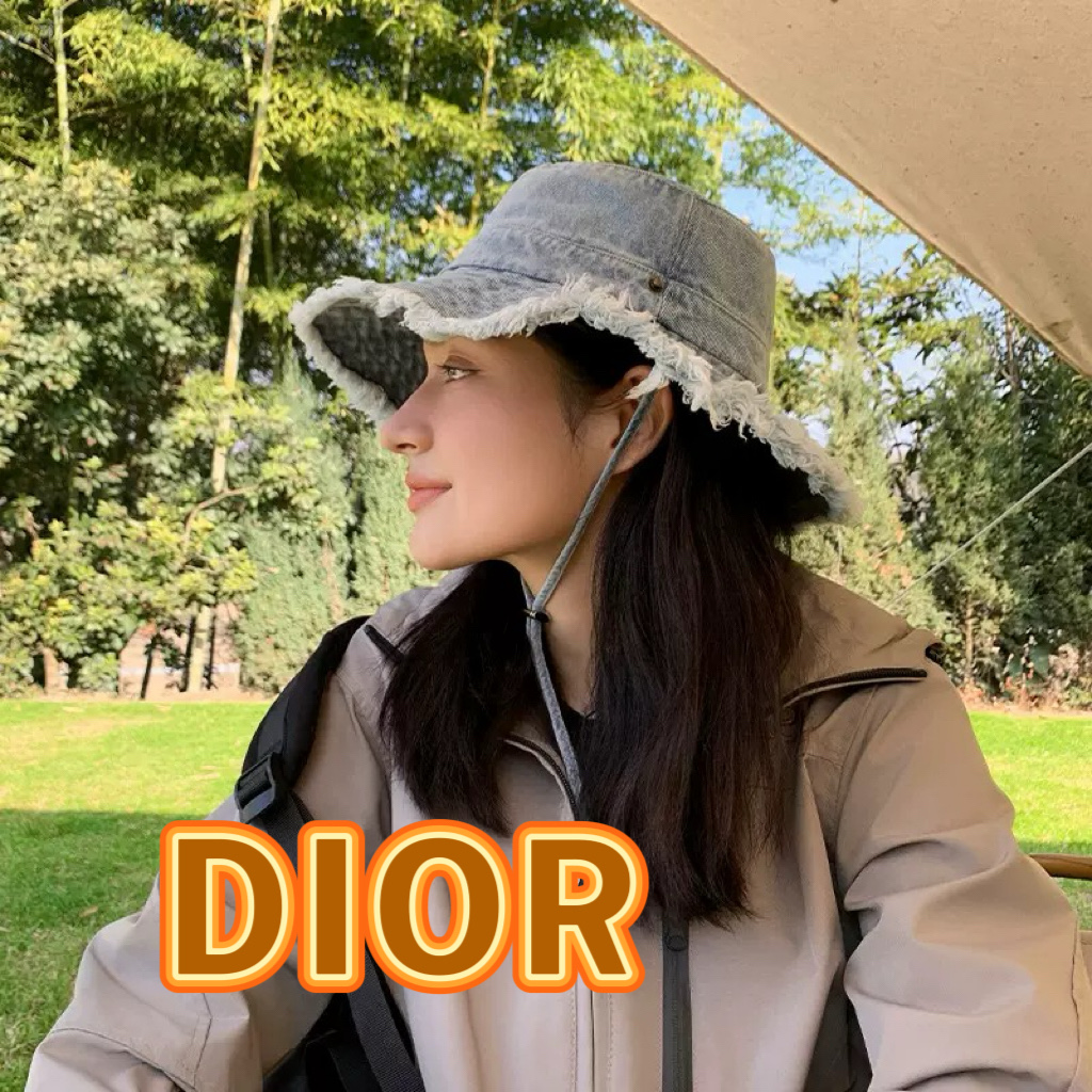  DIOR迪奥新款毛边牛仔登山帽 防晒牛仔渔夫帽韩版时尚气质百搭防晒帽