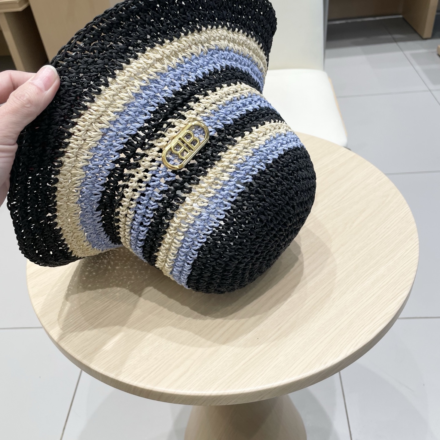  【balenciaga巴黎世家嘻哈韩国草编渔夫帽女潮夏季ins透气显脸小水桶帽遮阳防晒草帽子