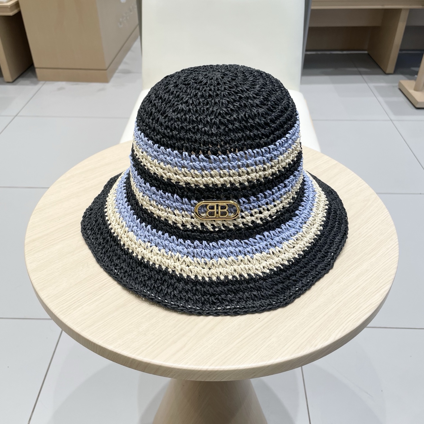  【balenciaga巴黎世家嘻哈韩国草编渔夫帽女潮夏季ins透气显脸小水桶帽遮阳防晒草帽子