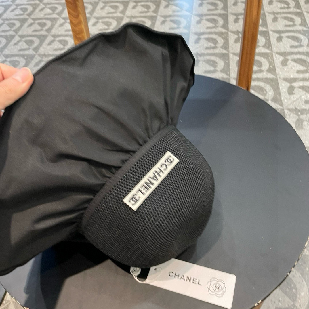  Chanel 夏季黑胶蝴蝶结遮阳帽女镂空草帽防紫外线大檐遮脸防晒太阳渔夫帽